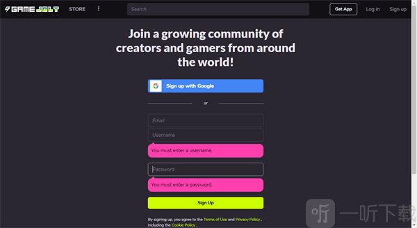 Game Jolt登录界面