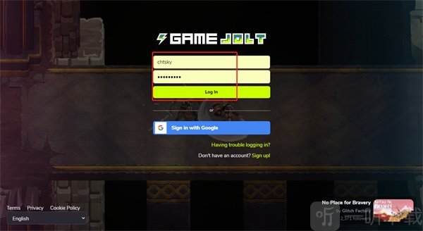 Game Jolt账号登录界面